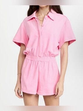 NWT Good American Terry Cloth Pink Romper Size M